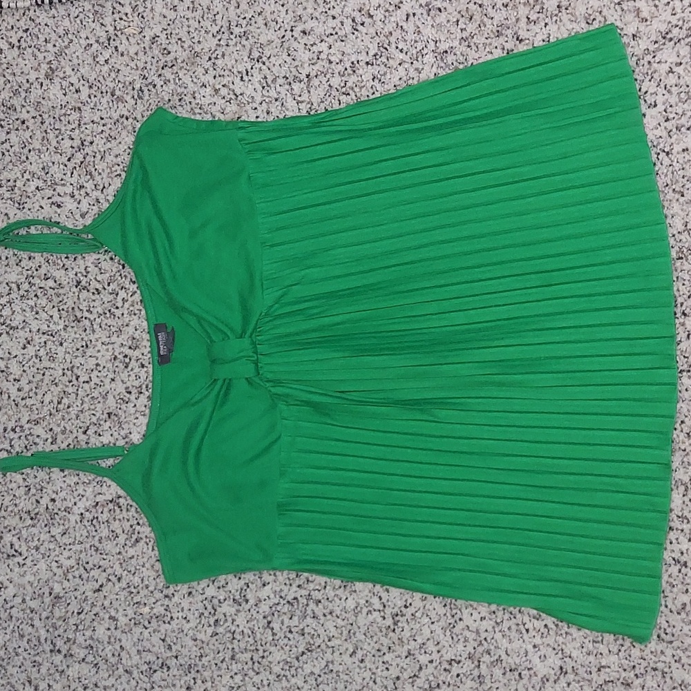 Kenneth Cole Reaction Kelly green pleated tank cami Top Sz L